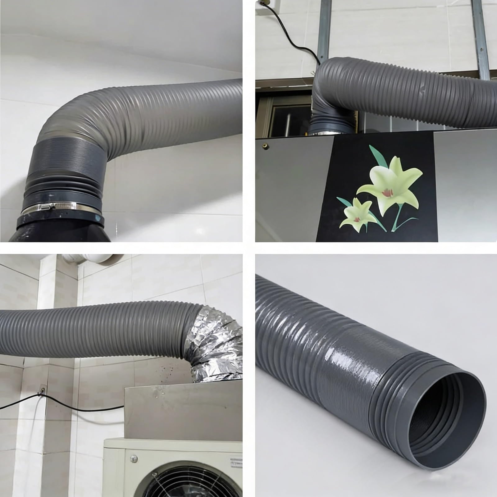 Flexibler PVC-Lüftungsschlauch, Abluftschlauch für Wäschetrockner, Dunstabzugshaube, Klimaanlage, Gewächshaus(100mm x 2m(4" x 6.6ft))