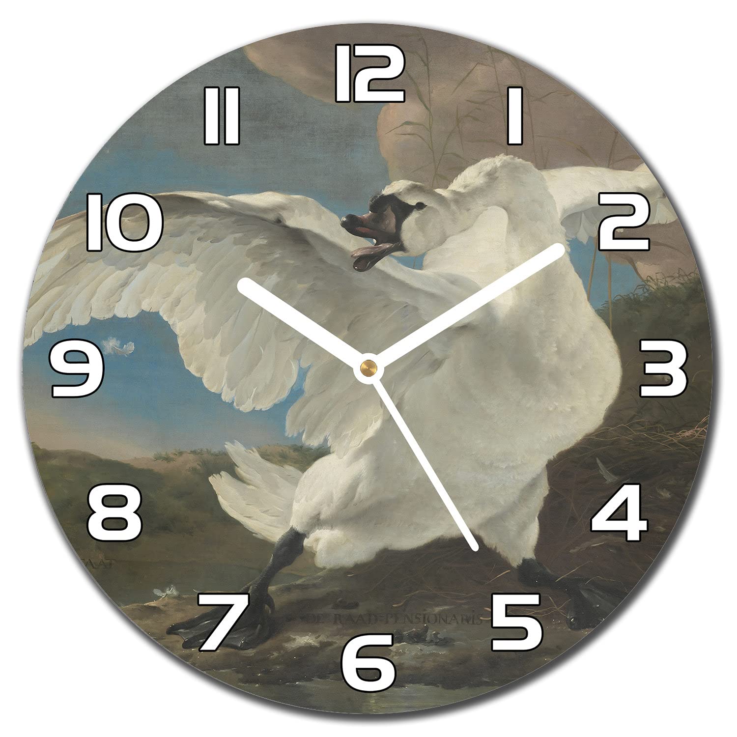 Horloge en verre pour cuisine et salon moderne avec impression cygne élégant 30cm