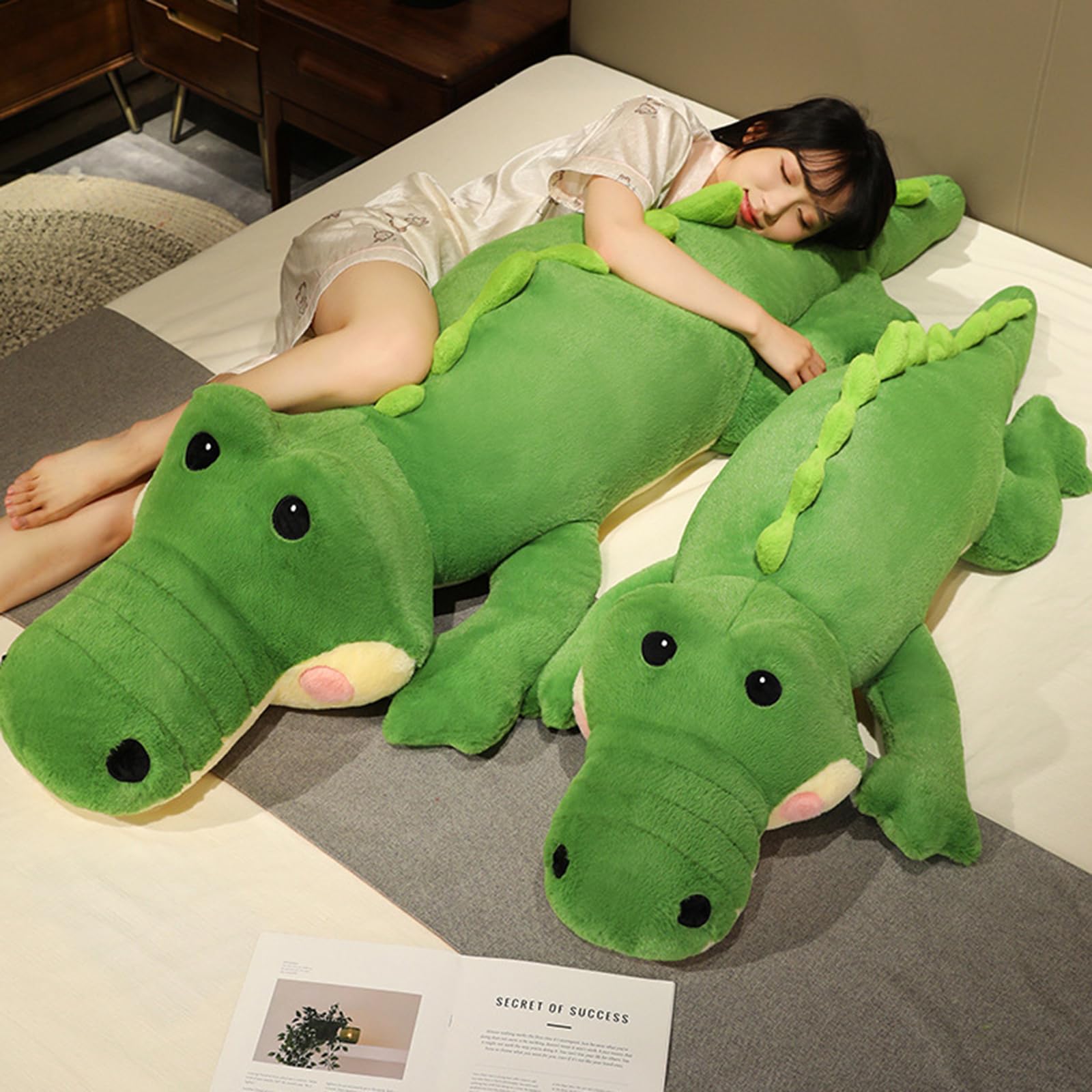Krokodil Kuscheltier, Groß Krokodil Stofftier, Riesen Kuscheltier, Weich Und Flauschig PlüSchtiere, Krokodil PlüSch Kissen, Geschenk FüR Kinder Jungen MäDchen (lv,130cm)
