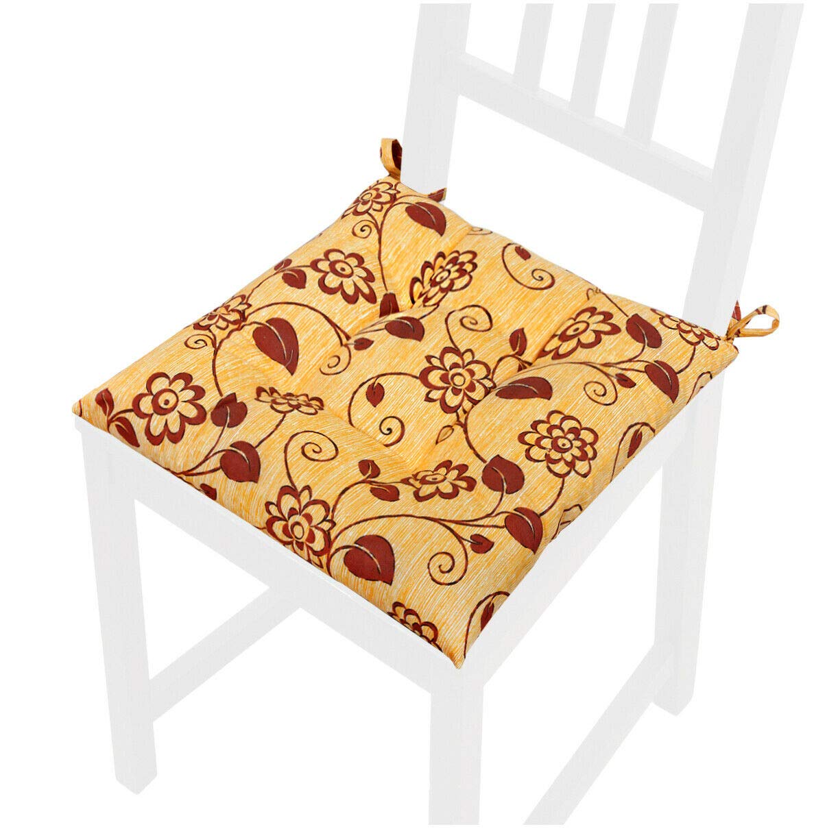 Cuscino Sedia Rotondo Fiori Verde Giallo - Coprisedia Con Laccetti Lavabile 40cm Diametro Made Italy - Foto 7