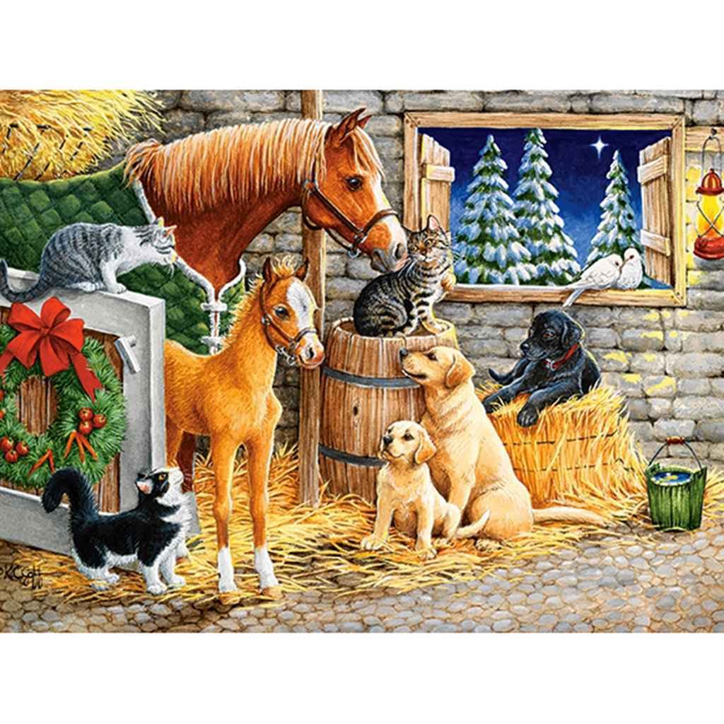 Pasaje Caballo 5D Damante Pntura Anmal Cruz Bordado Kt Decoracón