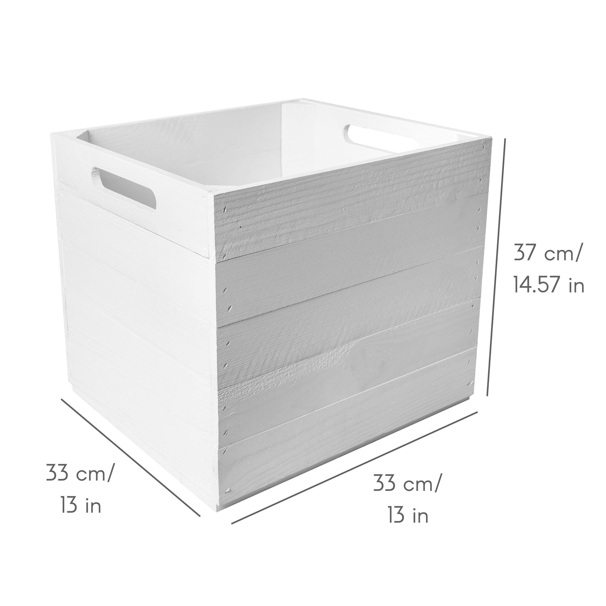 Caisse en bois blanc pour étagère Kallax | Boîte polie avec poignées | 33 x 37 x 33 cm | Rangement pour enfants et jouets