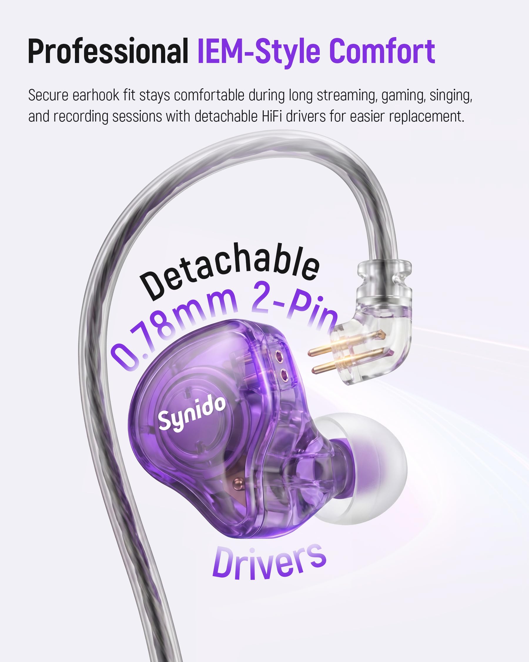 Synido Scheda audio auricolare per cantare live streaming, monitoraggio in tempo reale, accompagnamento BT, microfono con riduzione del rumore, 4 modalità audio, compatibile con smartphone, tablet e