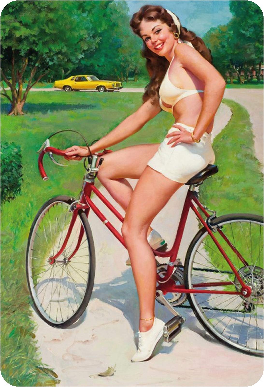 トランプ BICYCLE Pin-Up Schatzmix Tin Sign Pinup Girl on Bicycle Metal Wall Decoration 20
