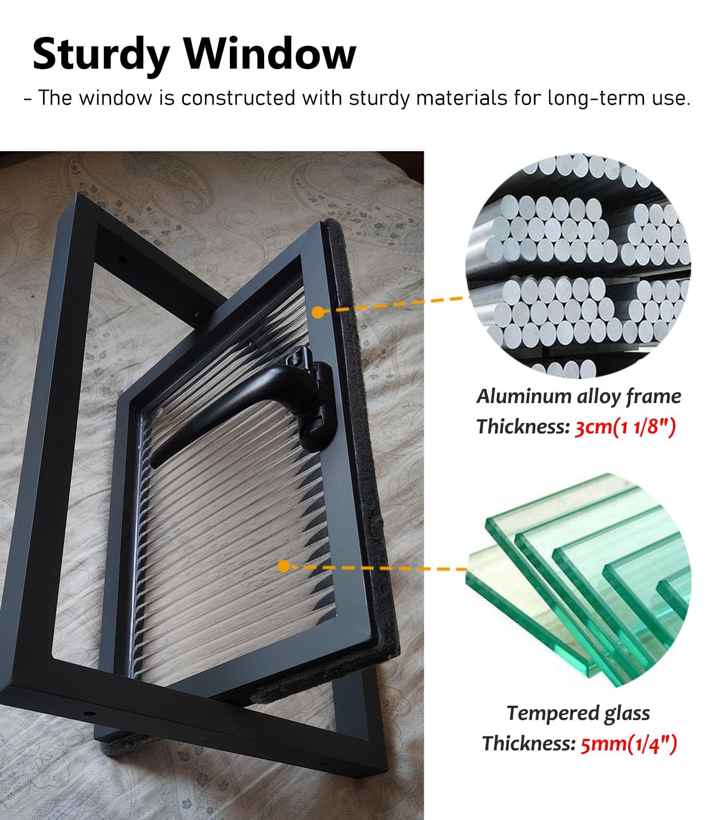 Ventanas Ventana de Baño Pivotante de 360 ​​grados con Vidrio Estriado, Ventana de Travesaño de Cobertizo con Manija, Ventanas de Reemplazo Rectangulares, Ventana Empotrada para Garaje/oficina(White,9