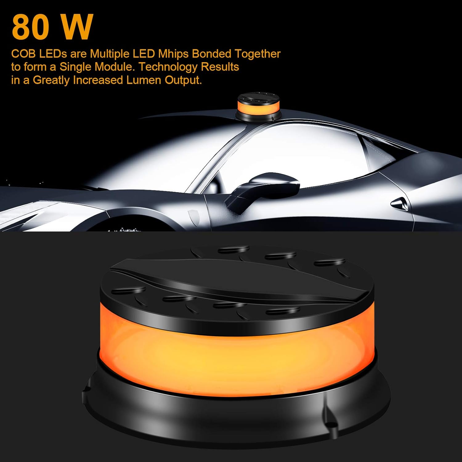 Blасk Frіdау - 50% оƒƒ Amber Beacon Light, 80W Warning Flashing Strobe Light for Car Truck with Magnetic Base