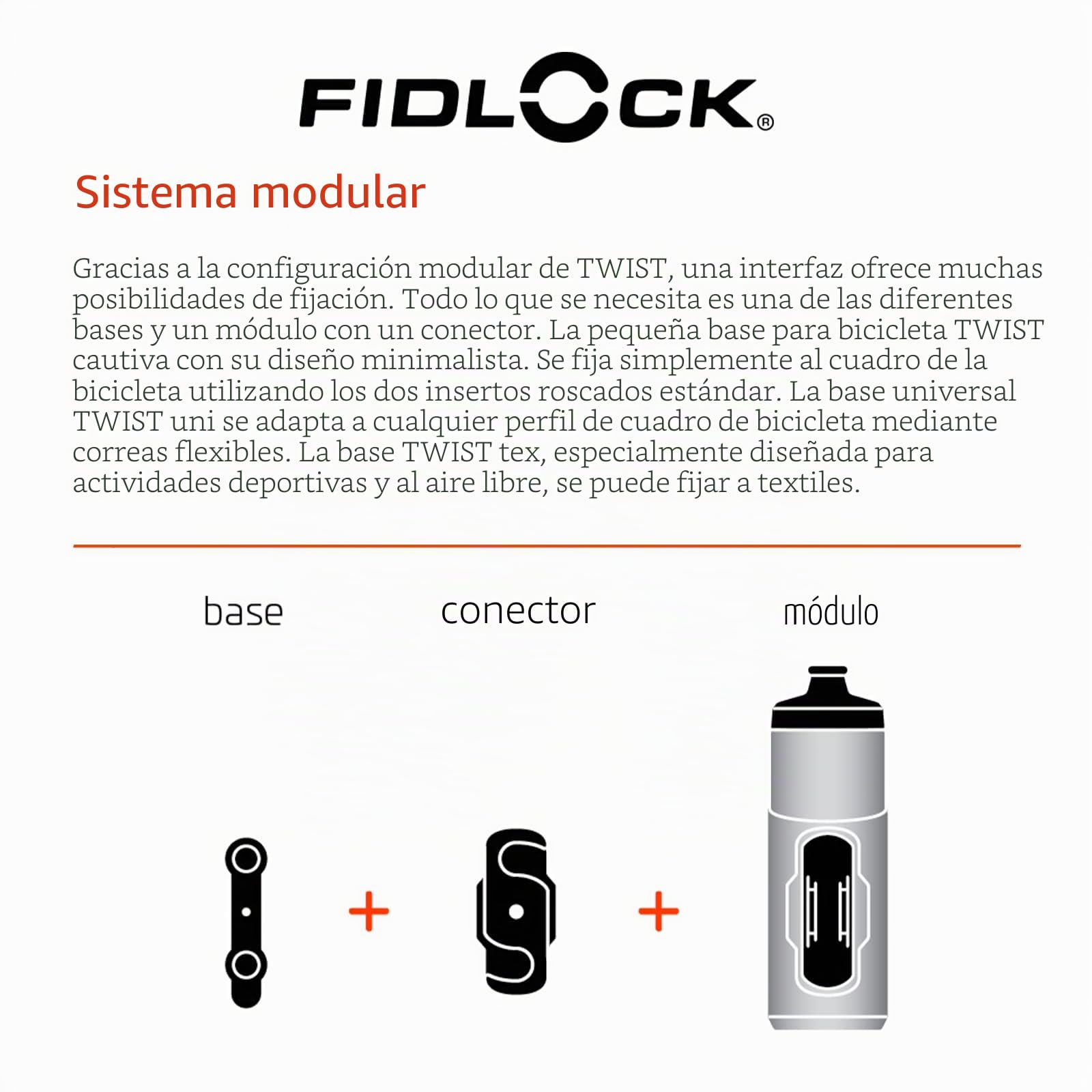 FIDLOCK Twist Bottle 590 y Juego de Base de Bicicleta, Tapa de Botella autosellante a Prueba de Fugas, Soporte para Botella de Agua sin Tornillos y Botella adjunta, Estante magnético sin Jaula, Color