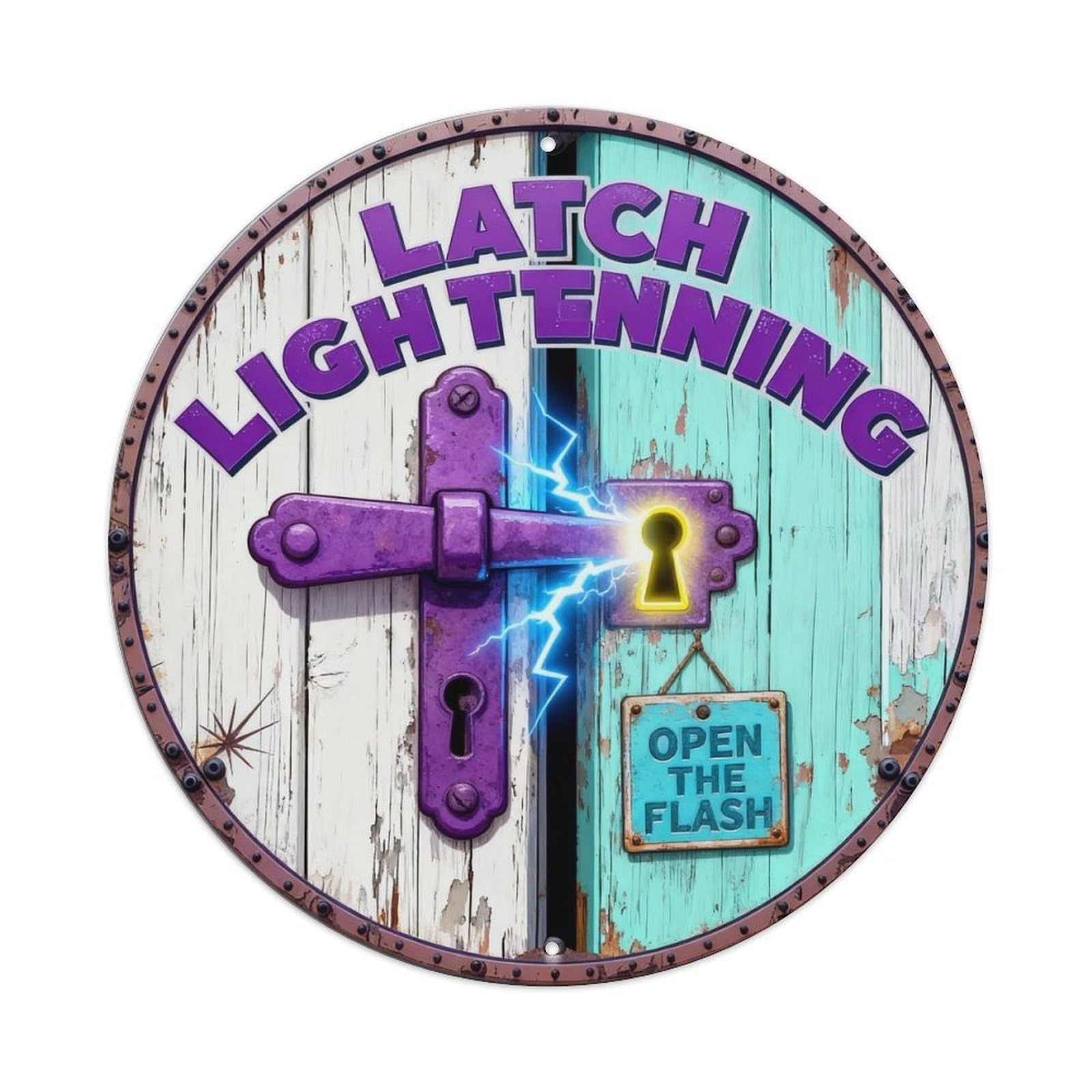 Latch Lightning Sign Metal Tin Sign Plaque