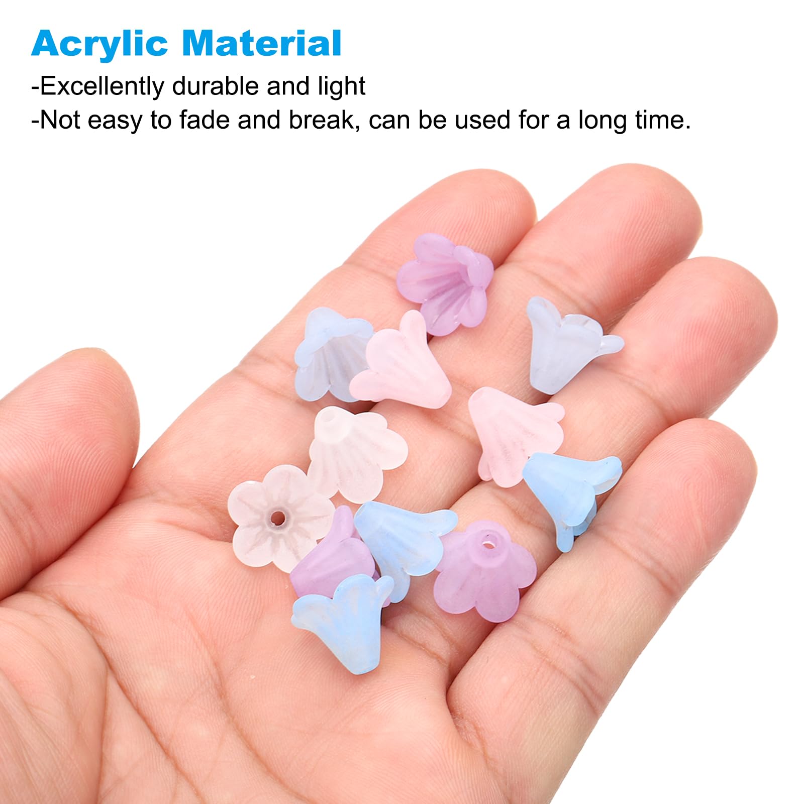 PATIKIL Frosted Flower Beads, 100 Pcs Acrylic Trumpet Flower Beads for Bracelets Earrings, Necklaces - Image 3