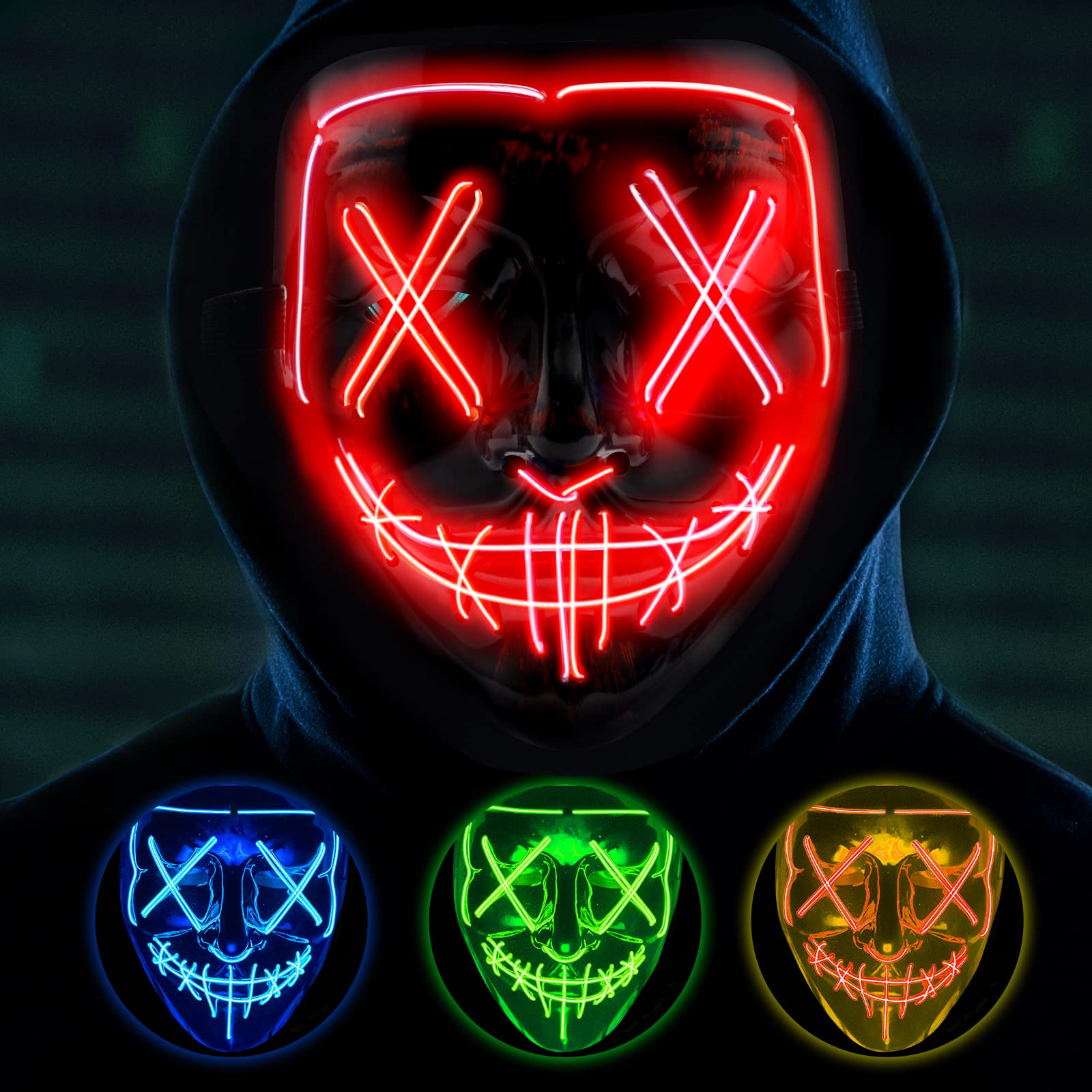 Halloween Mask LED EL Wire Light Up Mask for Festival Cosplay Halloween Costume