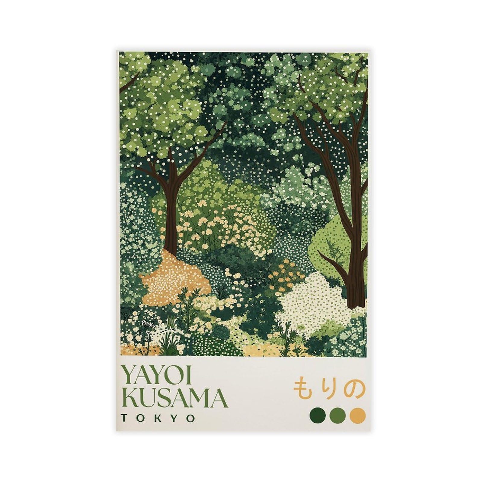Goiaegag Yayoi Kusama Green Forest Print (2) Canvas Poster Wall Art Decor Print Picture Paintings For Living Room Bedroom Decoration 20X30inch(50X75cm)