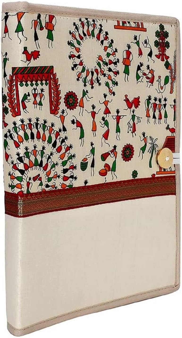 Pack of 10 Multicolor A4 Size Printed Fabric File Folders for Documents Certificates, Document Holder, Jute Conference File Folder with Pen Holder