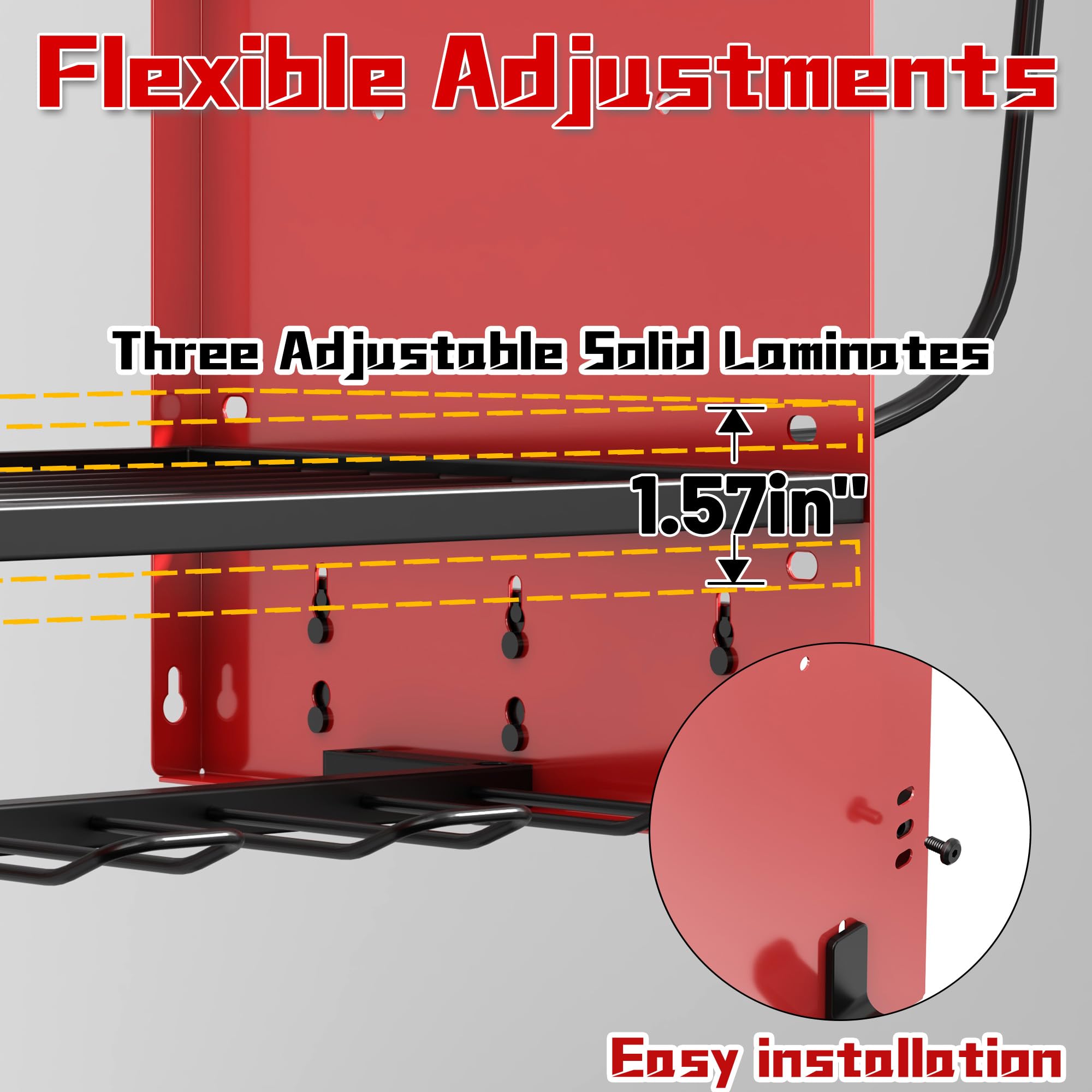 Wide Power Tool Organizer Wall Mount with Charging Station 3 Layer Adjustable Heavy Duty Tool Storage Rack 4 — view 4