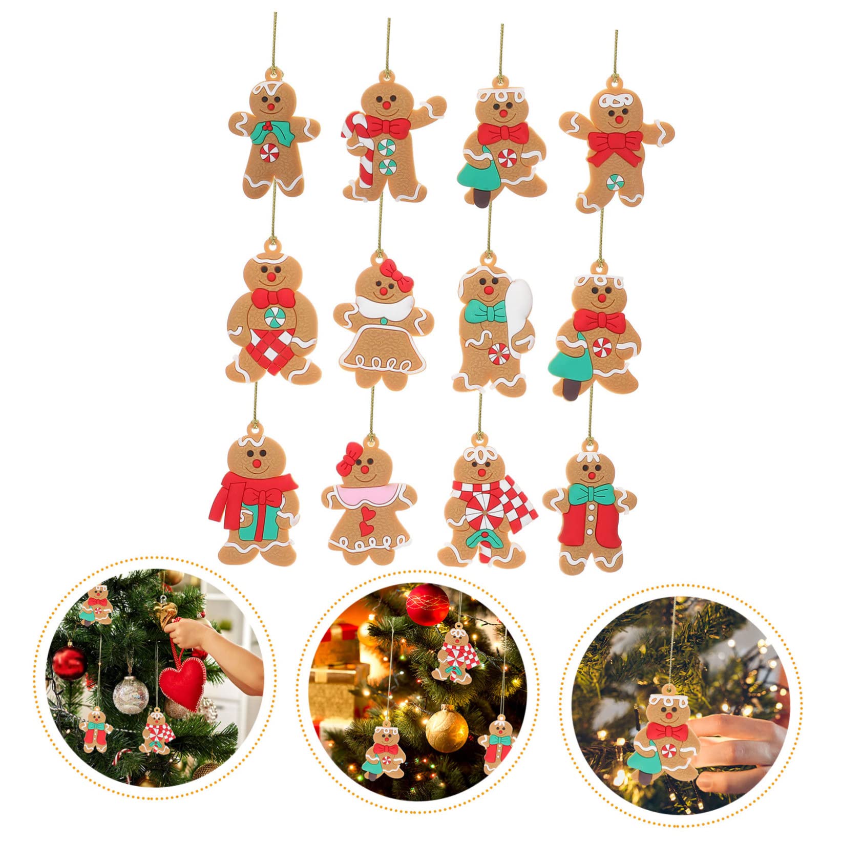 Cabilock 36piezas Adornos De Hombre De Jengibre para Decoración Navideña Árbol De Navidad Colgantes De Navidad