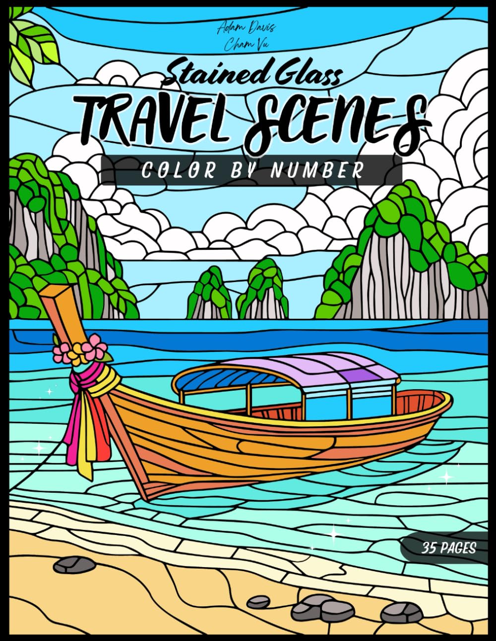 Stained Glass Travel Scenes: Color by Number for Adults: 35 Stunning Views from Around the World with Fun Facts to Explore & Relax