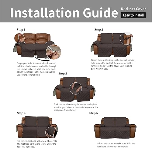 Miniatura 7 de Easy-Going Funda de sofá reclinable funda reversible para sofá reclinable doble funda de sofá dividida para cada asiento protector de muebles con