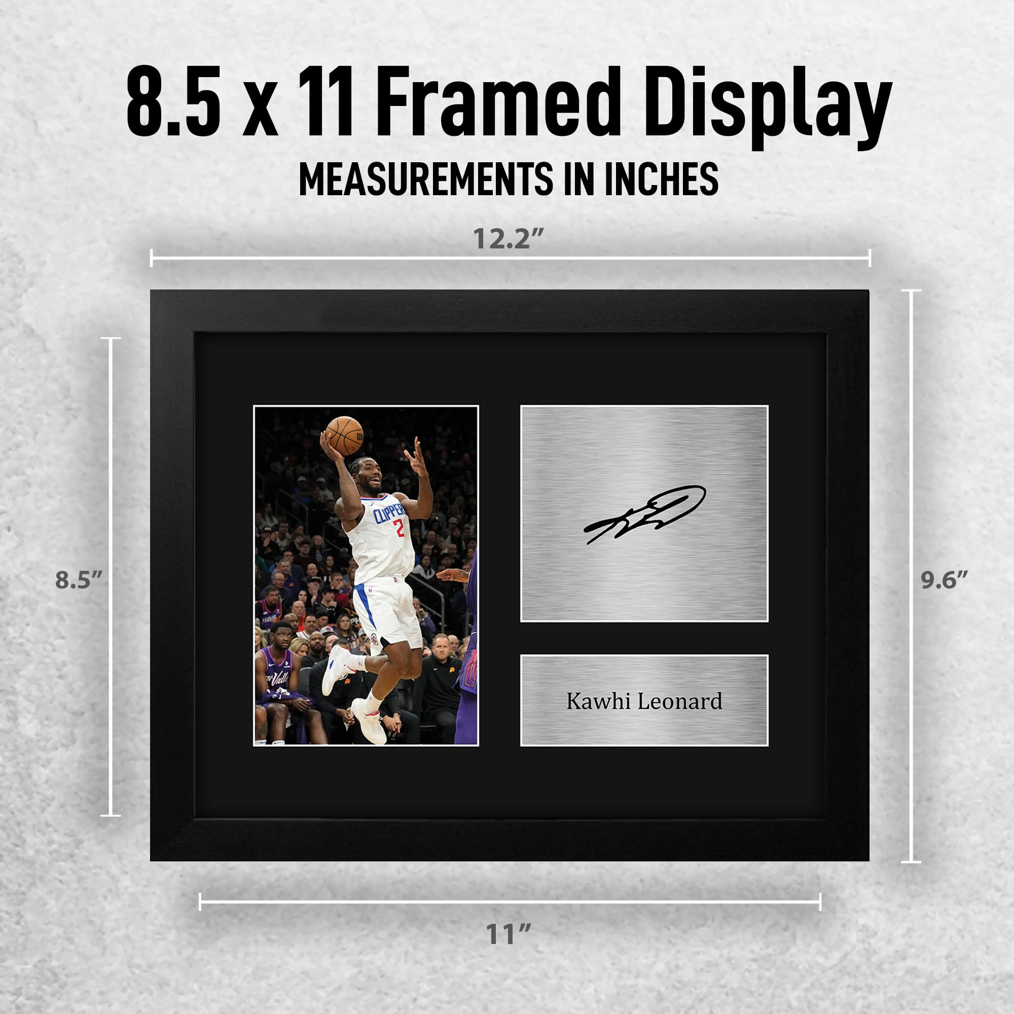 HWC Trading Kawhi Leonard Framed Gifts Printed Signed Autograph Picture for Basketball Memorabilia Fans - US Letter Size