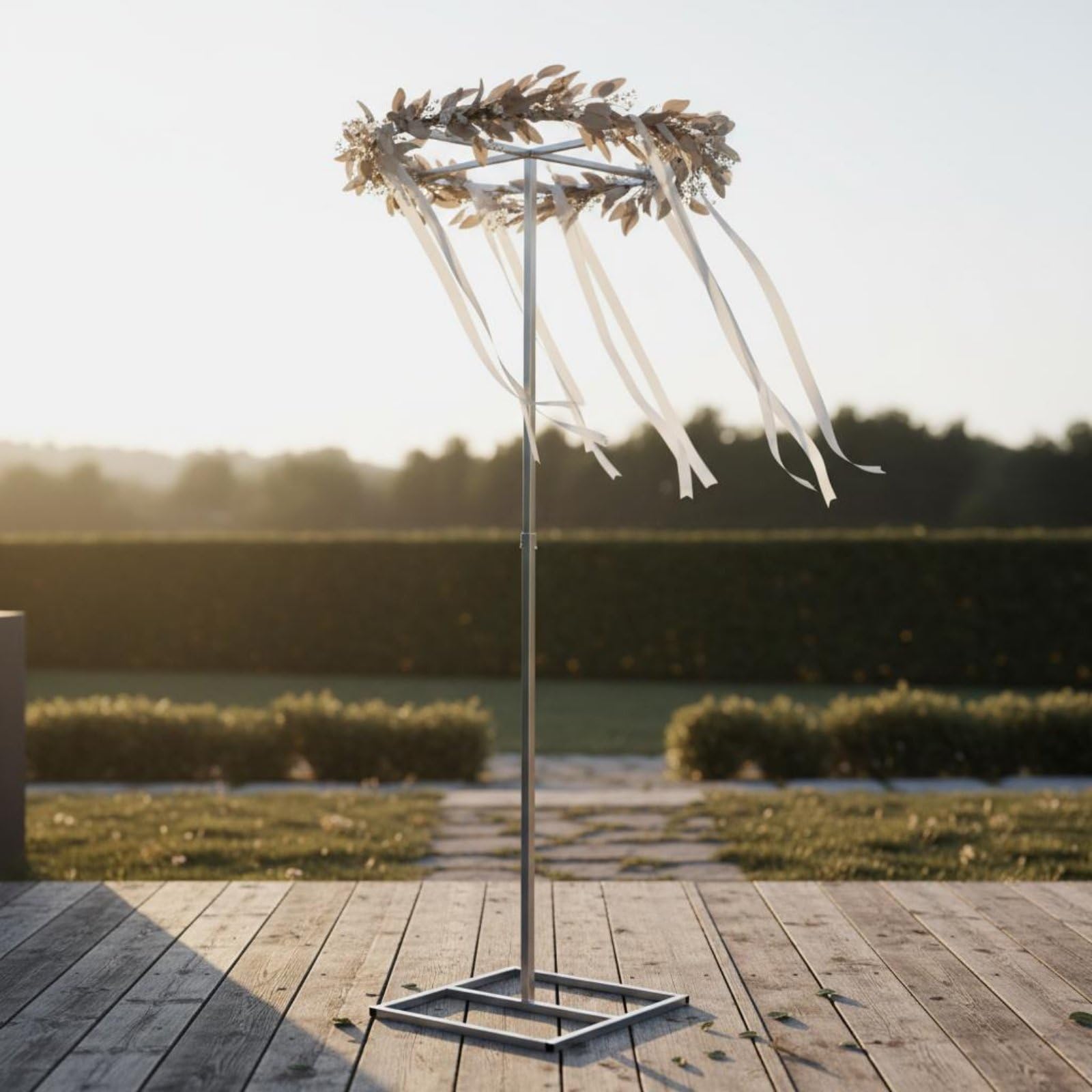 Anillo de Soporte Ajustable Aro Soporte Base Colgante Estructura Regulable Marco Telescópico Regulable para Techos Variados y Montaje Rápido Adecuado, Natural, 100CM