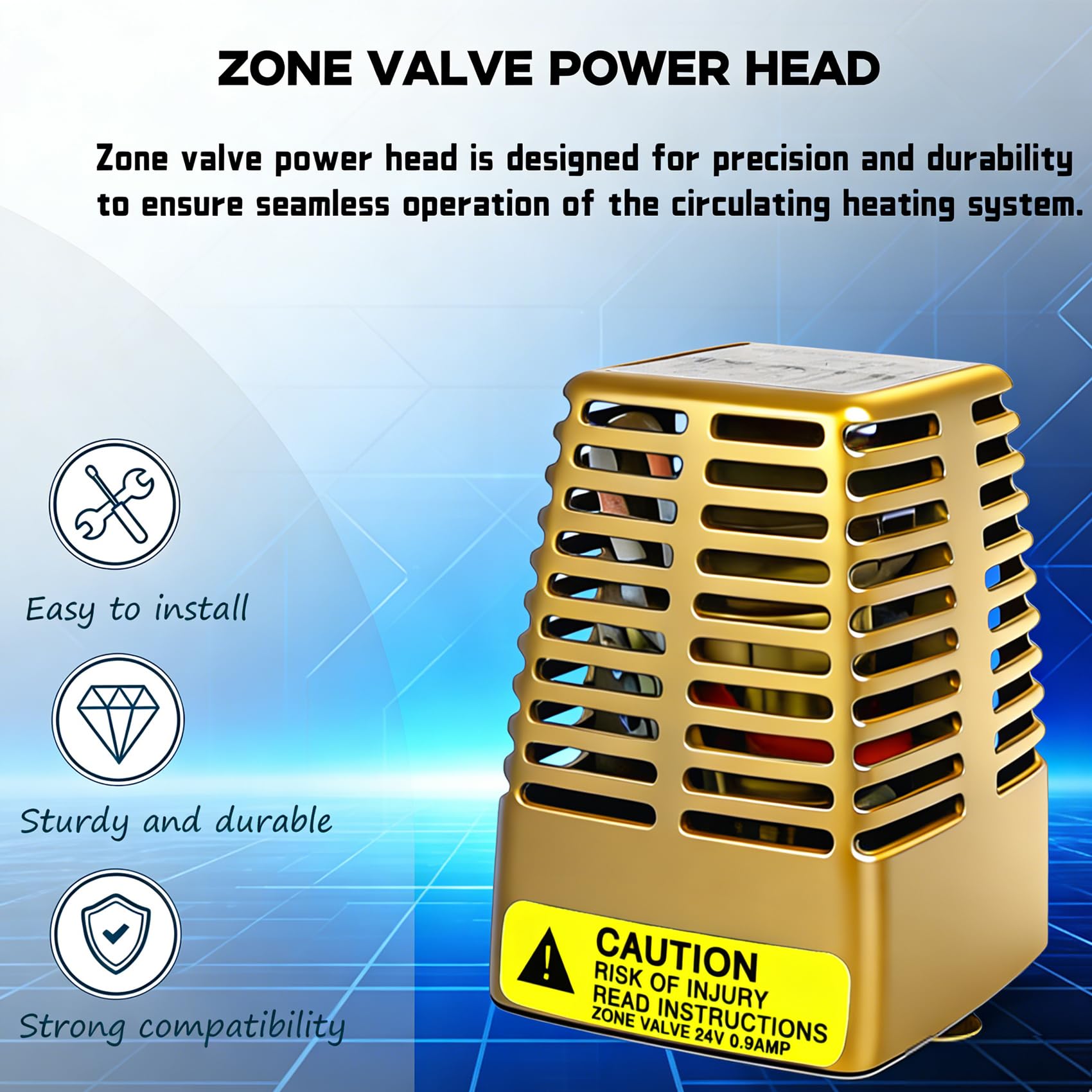 Unidad de cabezal de potencia de repuesto de válvula de zona compatible con válvulas de zona Taco 555-050RP, 556, 570, Series compatibles con válvulas de zona Taco Series Gold en conexiones de sudor
