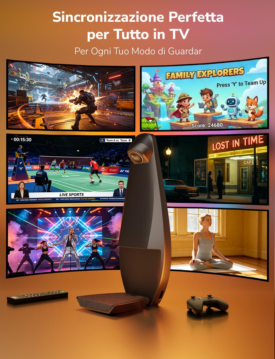 Lepro STV1 Smart Retroilluminazione TV LED 55-65 Pollici | Striscia LED TV con telecamera e sincronizzazione istantanea,Funziona con Alexa/Google Home