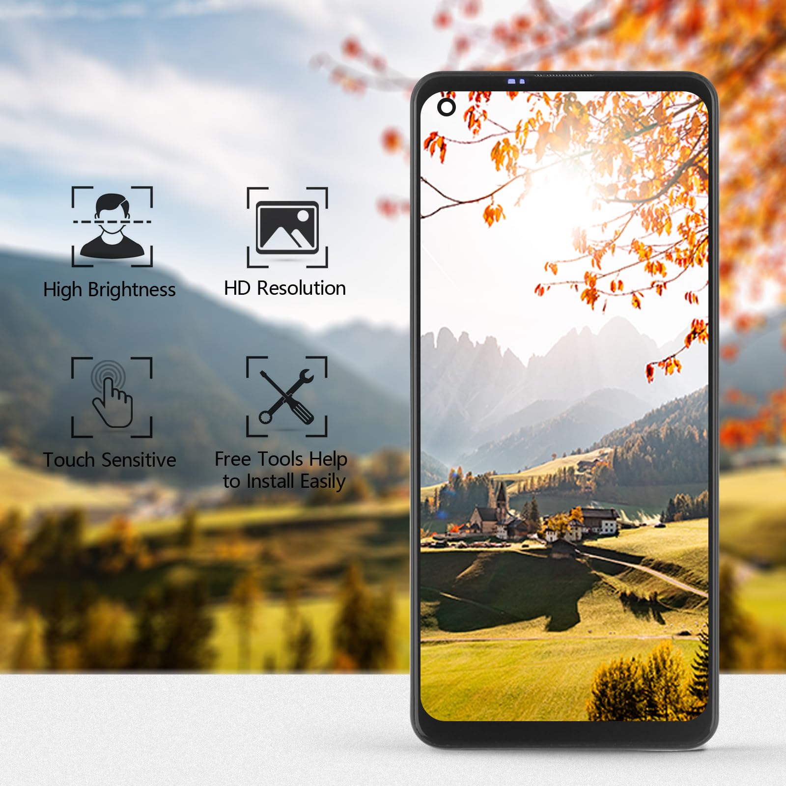 LCD Schermo per Samsung Galaxy A21S Display Touchscreen di Sostituzione del Display per Samsung A21S A217 LCD con Strumenti di Riparazione(Nero con Cornice)