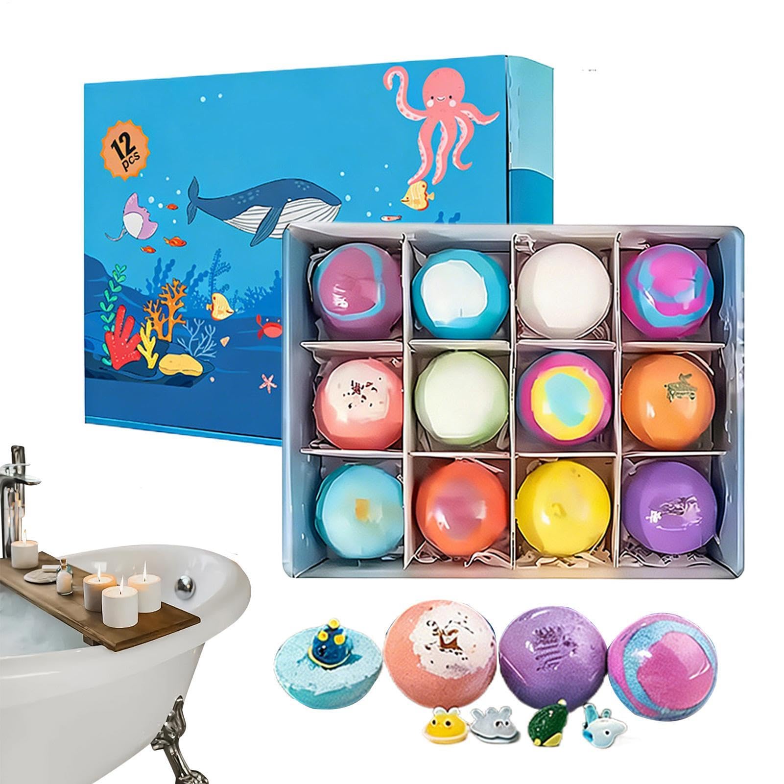 Bombetta da Bagno Effervescente 12 Pezzi Detergente Corpo Rinfrescante | Set Spa con Giocattoli per Spa Hotel Viaggio Casa Vasca Bambini Ragazzi