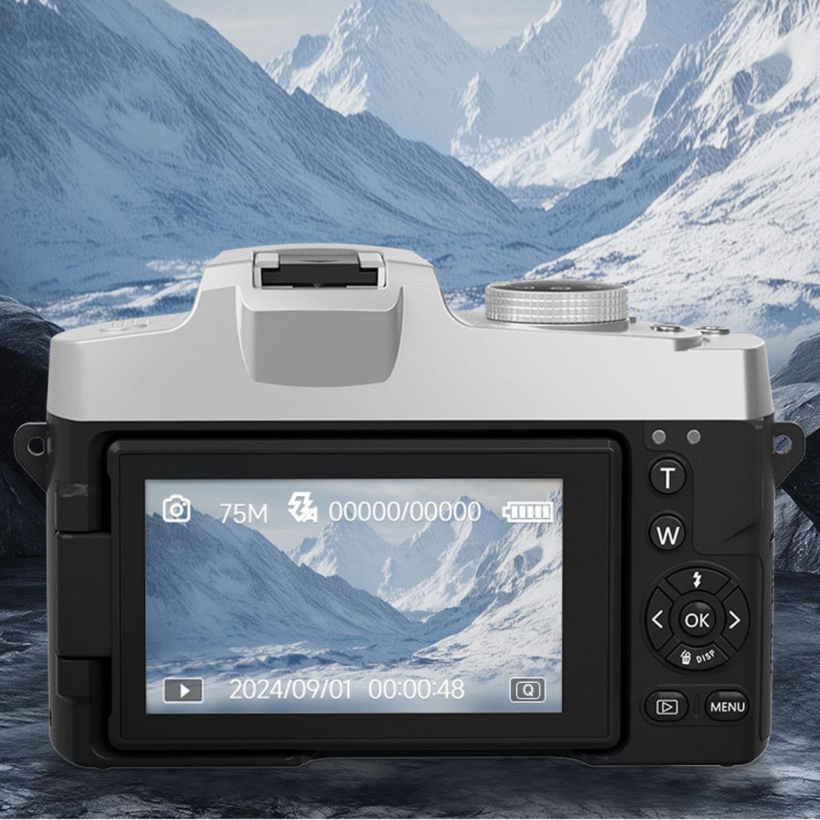 Cámara Digital 4K para Fotografía con WiFi Cámara de Vlogging con Enfoque Automático de 64 MP, Pantalla Táctil Abatible de 3,0 Pulgadas WiFi Vlogging, para Fotografía de Viajes y
