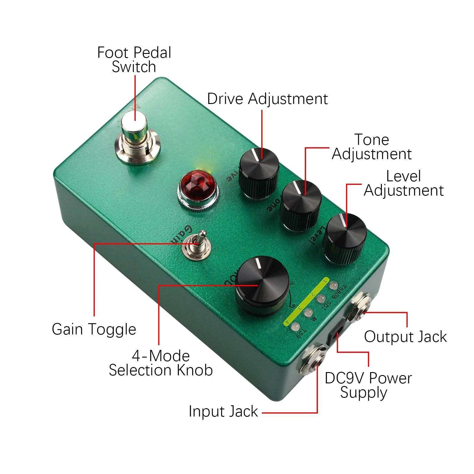 Pedale Effetti per Chitarra Professionale Pedale Effetti distorsione True Bypass Accessori per Chitarra Full Metal Shell Controller azionamento