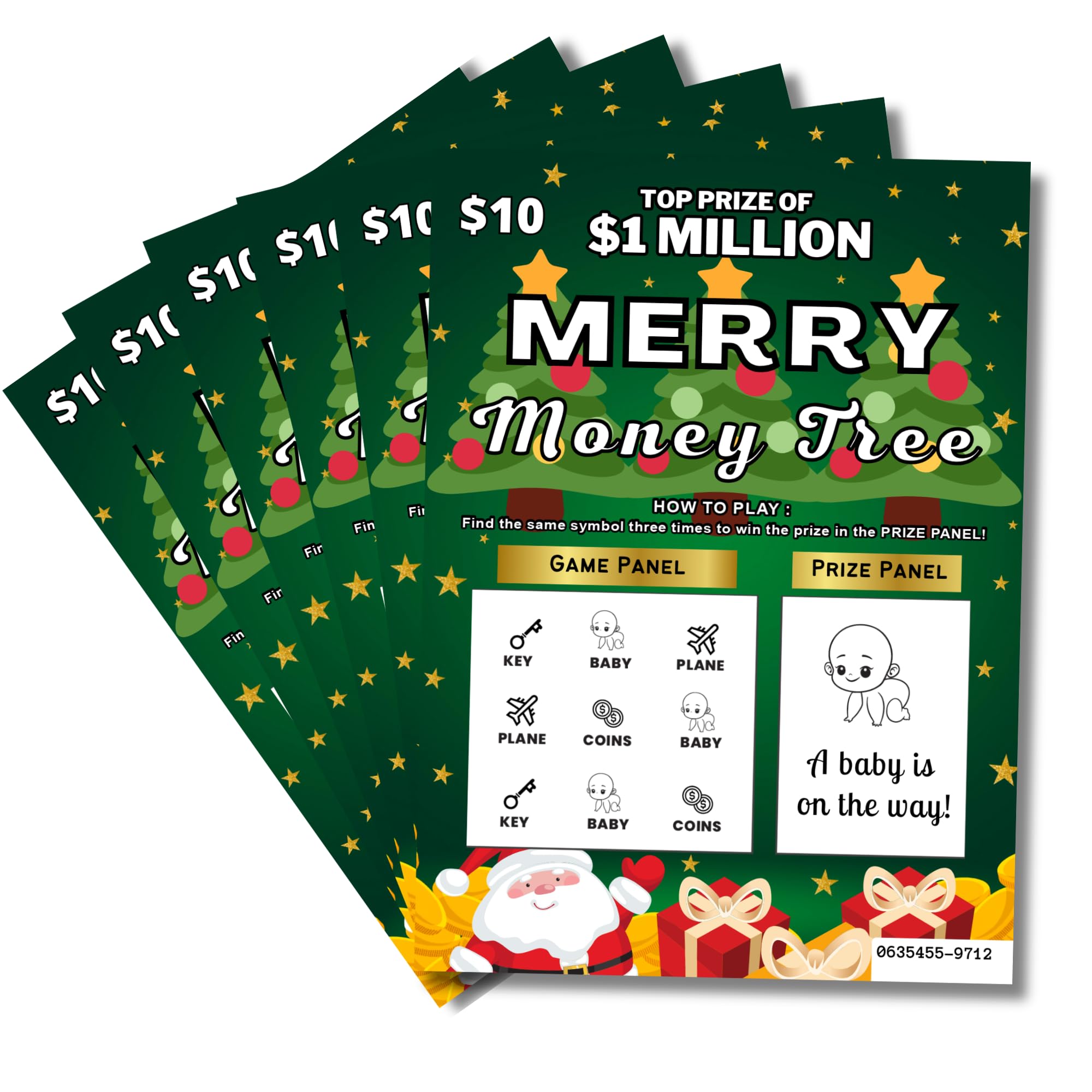 6 Pack Christmas Pregnancy Announcement Scratch Off Lottery Tickets – Holiday Scratch-Off Baby Reveal Cards, Fun Pregnancy Reveal for Family, Parents, Grandparents – Baby on the Way Gift