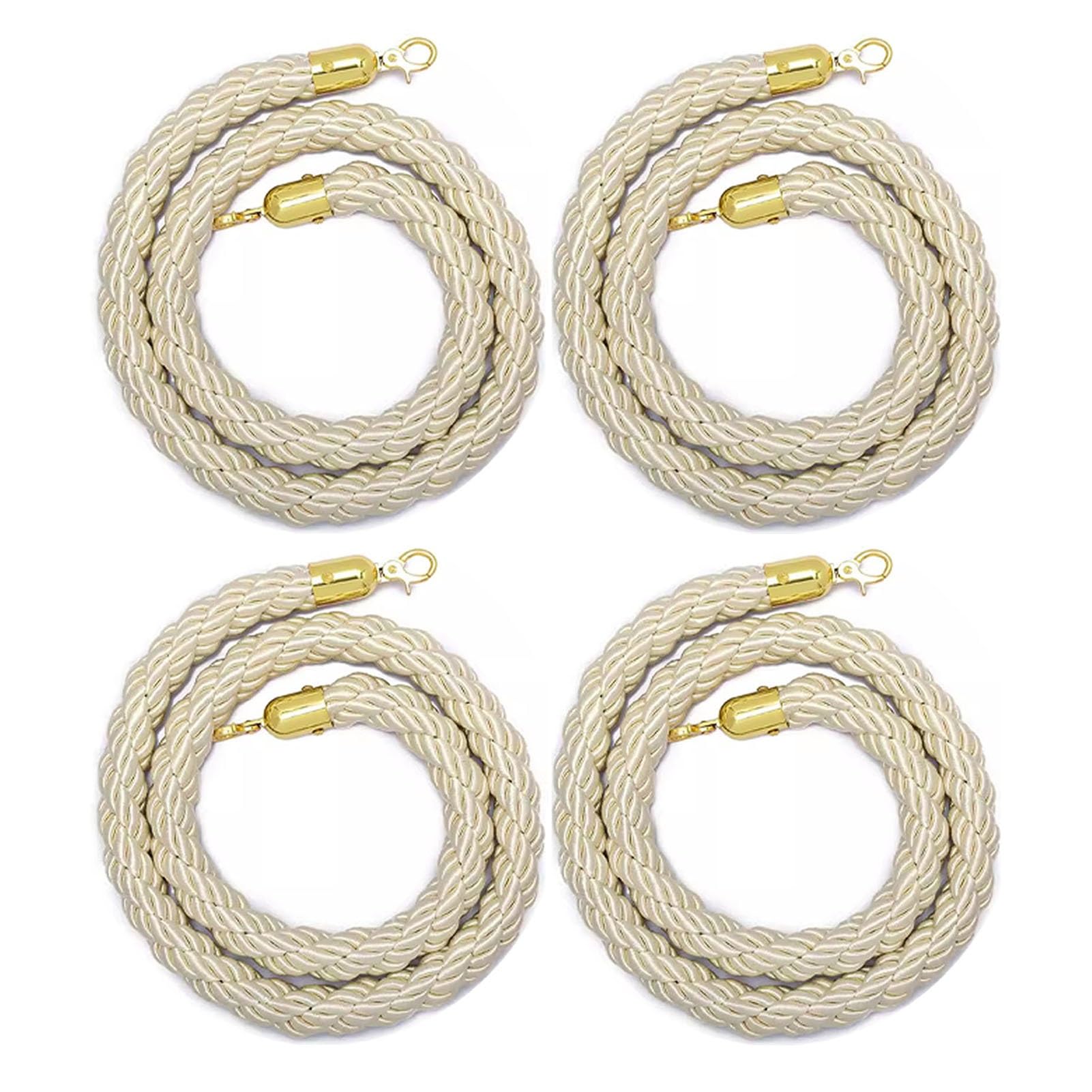 GDMDPTE 4 White Twisted Support Ropes - Hemp Crowd Control Kit for Events Parties & Grand Openings 0.8m (2.6ft) Length Stylish Barrier Solution for Outdoor & Indoor Use