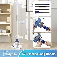 Vista 3 de Trapeador comercial resistente, mango largo de 57.5 pulgadas de largo con extremo de bucle, trapeador industrial profesional de algodón seco húmedo