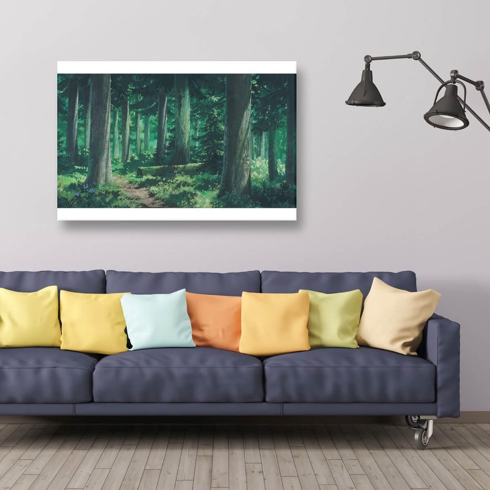 Anime Studio Ghibli Forest Poster su tela da parete Stampa artistica da appendere foto Decor Home Poster Opere d'arte 30 x 45 cm