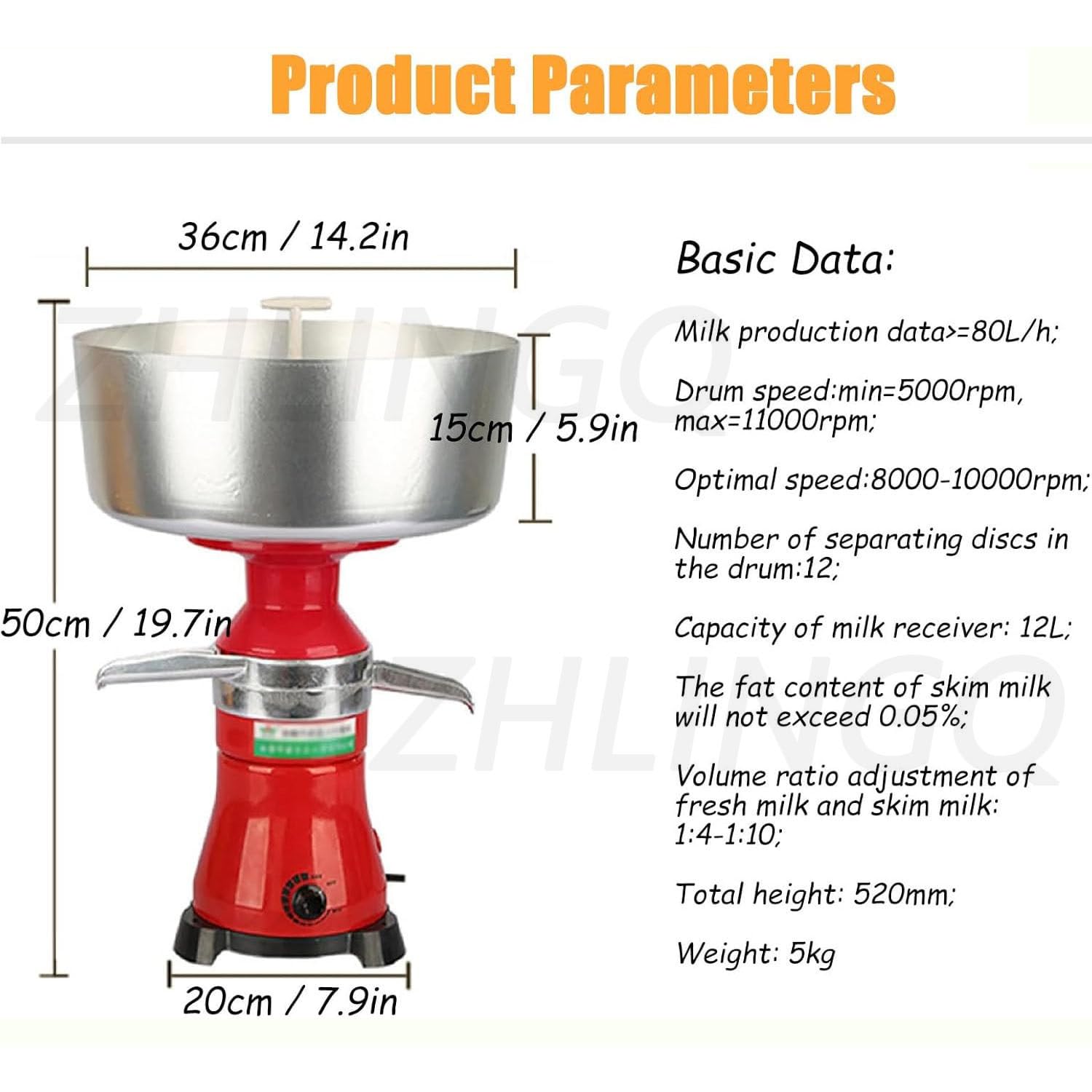 Separator do mleka dla świeżych kóz, moc 80 l/h, pojemność miski 12 l, zamień surowe mleko pełne w odtłuszczone mleko