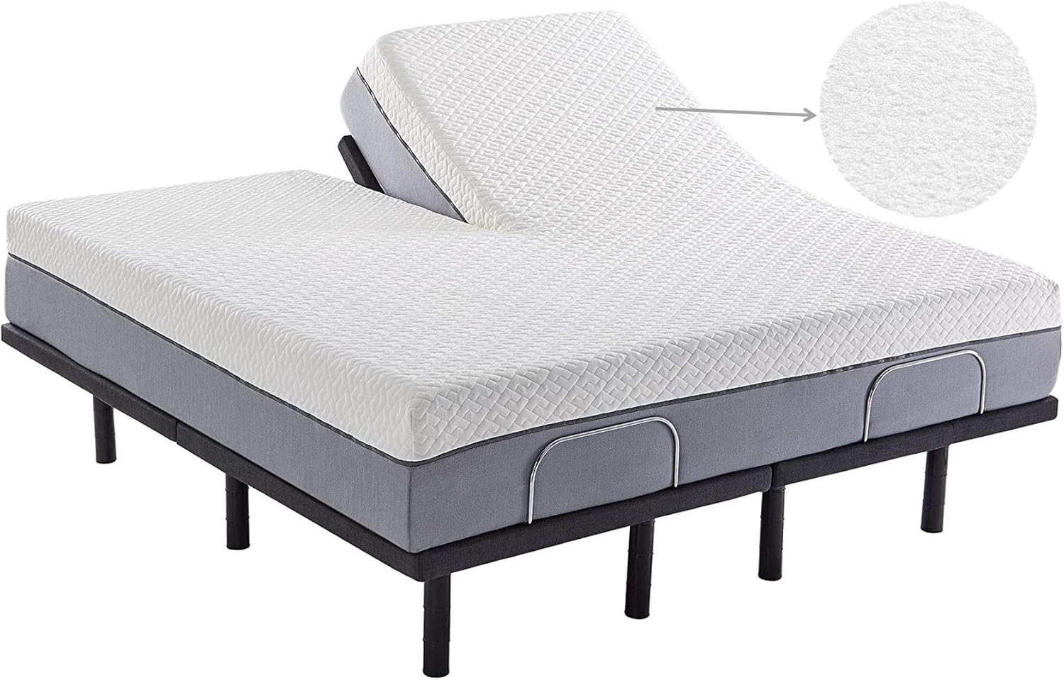 100%-Waterproof-Flex-Top-Mattress-Cover, Fitted Style Split Head Mattress Protector for Half Split Adjustable Beds - 6" to 10" Deep Pocket - Terry Cotton (Split Head Cal-King- 34 Inch Split from Top)