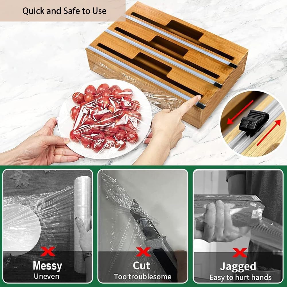 Fowayd 3 In 1 Foil And Plastic Wrap Organizer,Magnetic Plastic Wrap - View #2