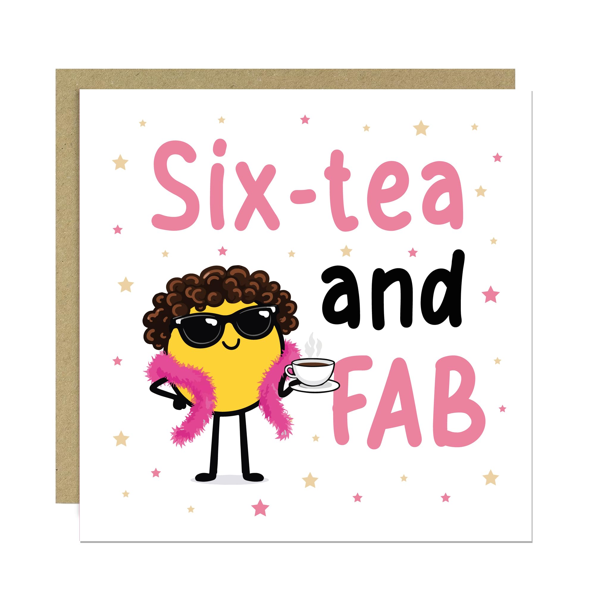 RED OCEAN 60th Birthday Card, Sixtea And FAB, Funny 60th Birthday Card For Women, For Mum Nanny Grandma Auntie Friend, With Kraft Envelope