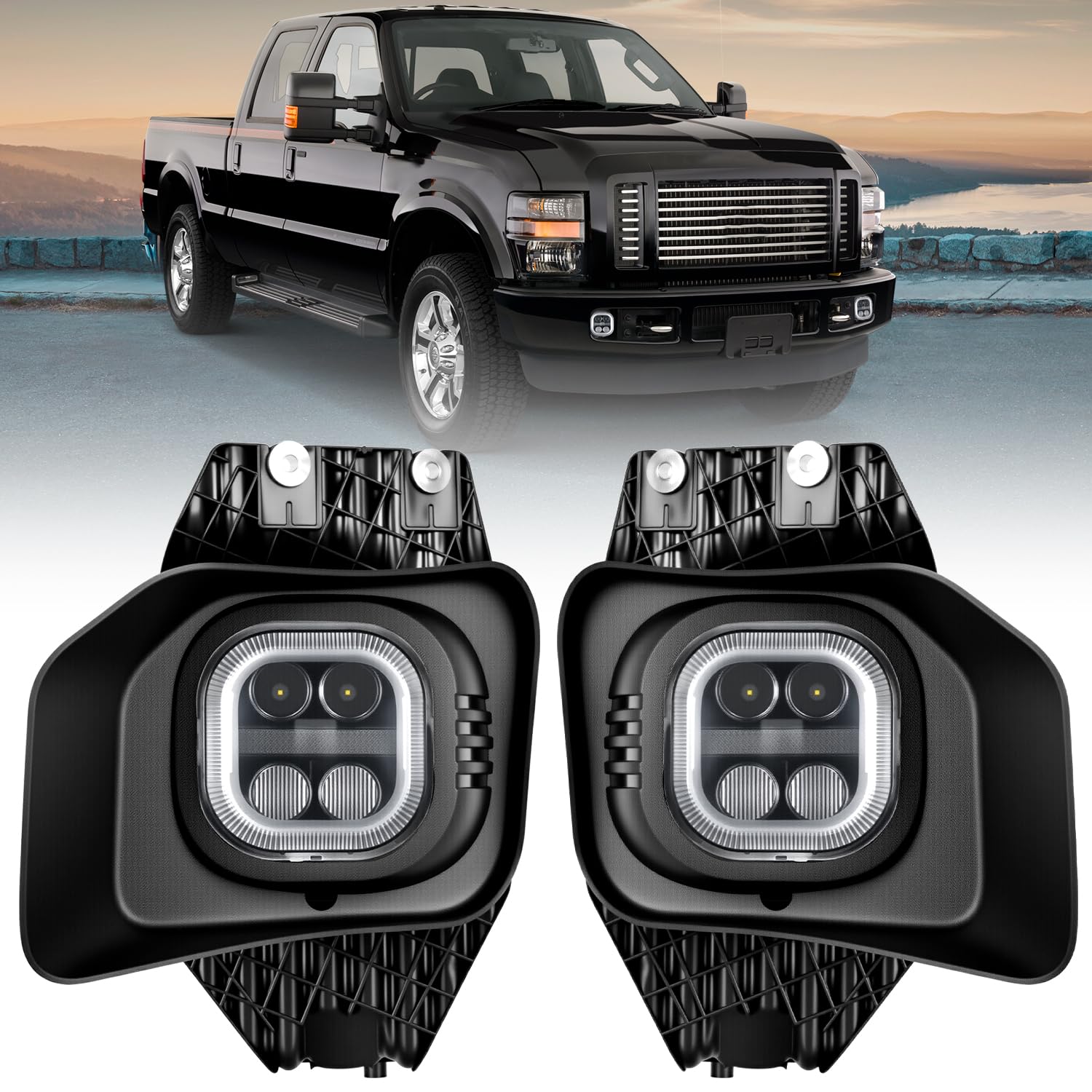 Nilight LED Fog Light Assembly Compatible with 2011 2012 2013 2014 2015 2016 Ford F250 F350 F450 F550 with Daytime Running Lights Driving Lamp Plug and Play Driver side and Passenger Side