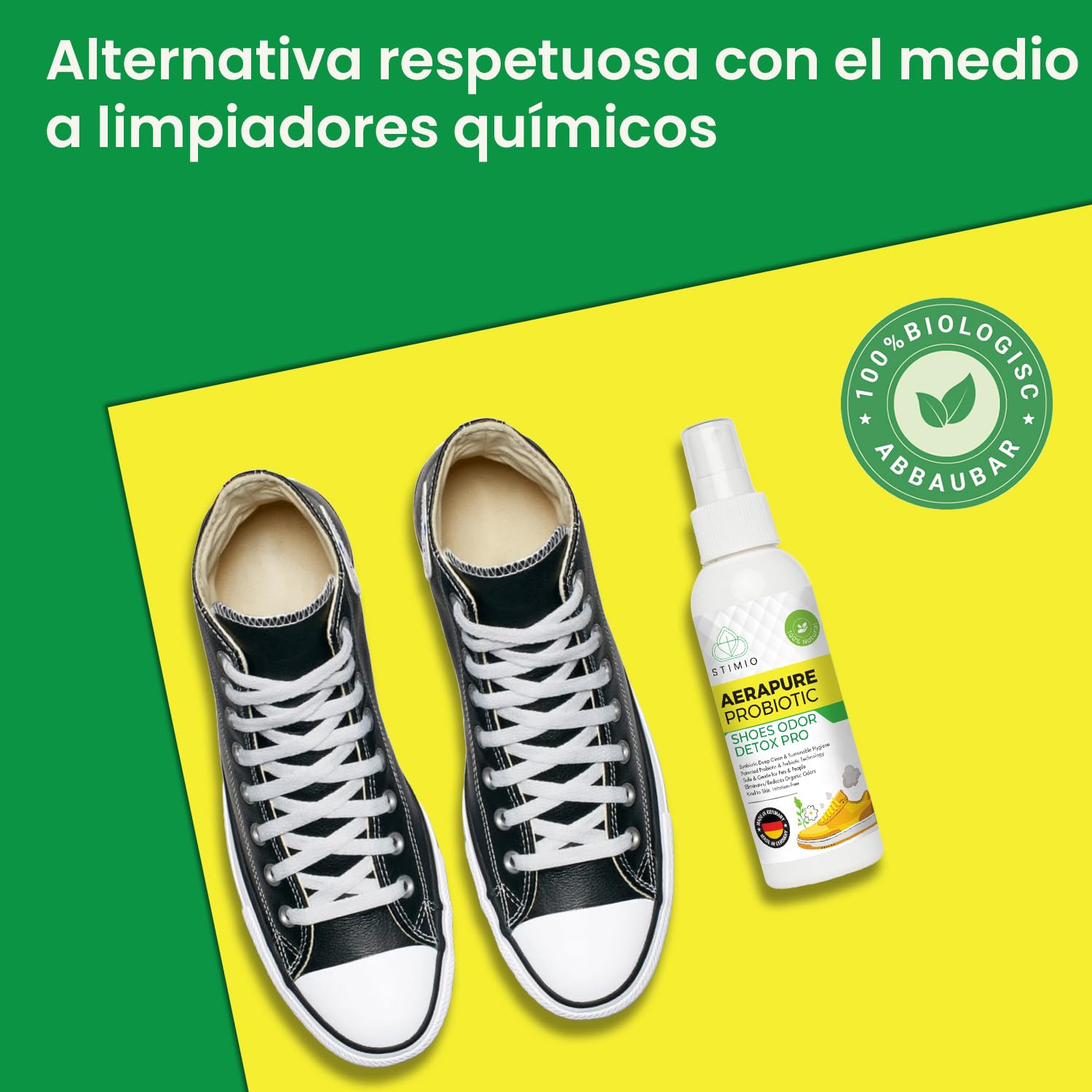 ¡Adiós al mal olor de pies! Spray desodorante probiótico y enzimático contra el sudor – Elimina olores con microorganismos activos – Natural, ecológico y sin perfumes sintéticos