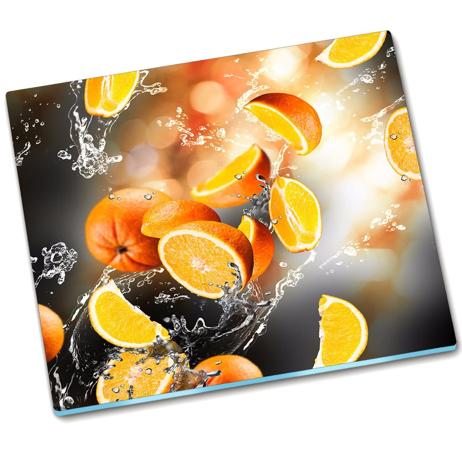Planche à découper de protection des éclaboussures Décormat 60x52 plaque couverture verre orange