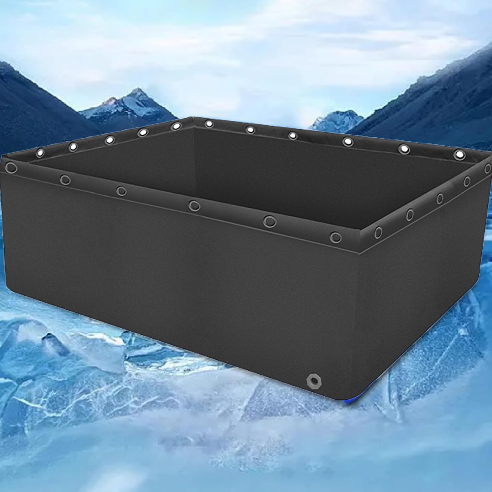 Bassin à poissons portable en toile PVC bleue pour élevage extérieur