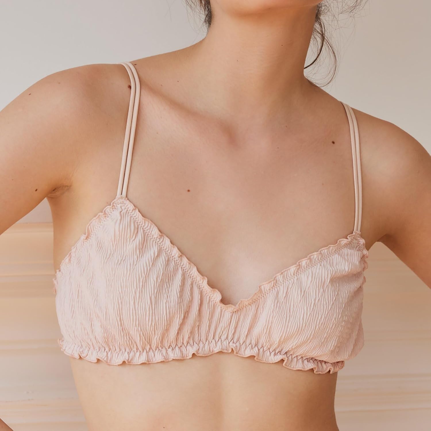 Women's Wireless Bralette, Wavy Triangle Bra Comfort Padded for A-BCup - Image 2