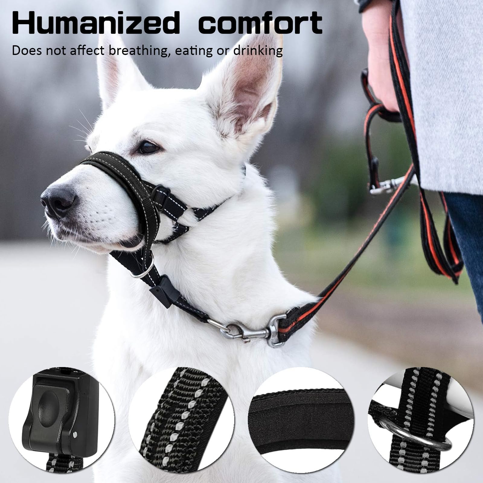 Museliere pour Chiens Grand/Moyen Collier de Dressage pour Chien Sangles Réglables Pet Corrector Boucle de Dégagement Musoliaire Chien Respirant pour Entraînement Quotidien Voyage