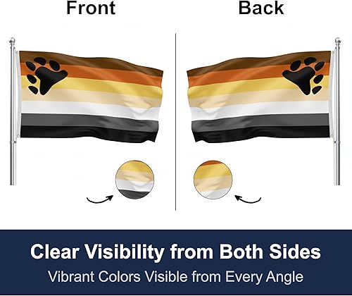 Miniatura 2 de Bandera para exteriores de SSK de poliéster resistente al clima por ambos lados. Tamaño grande 3 pies por 5 pies, Bear Pride
