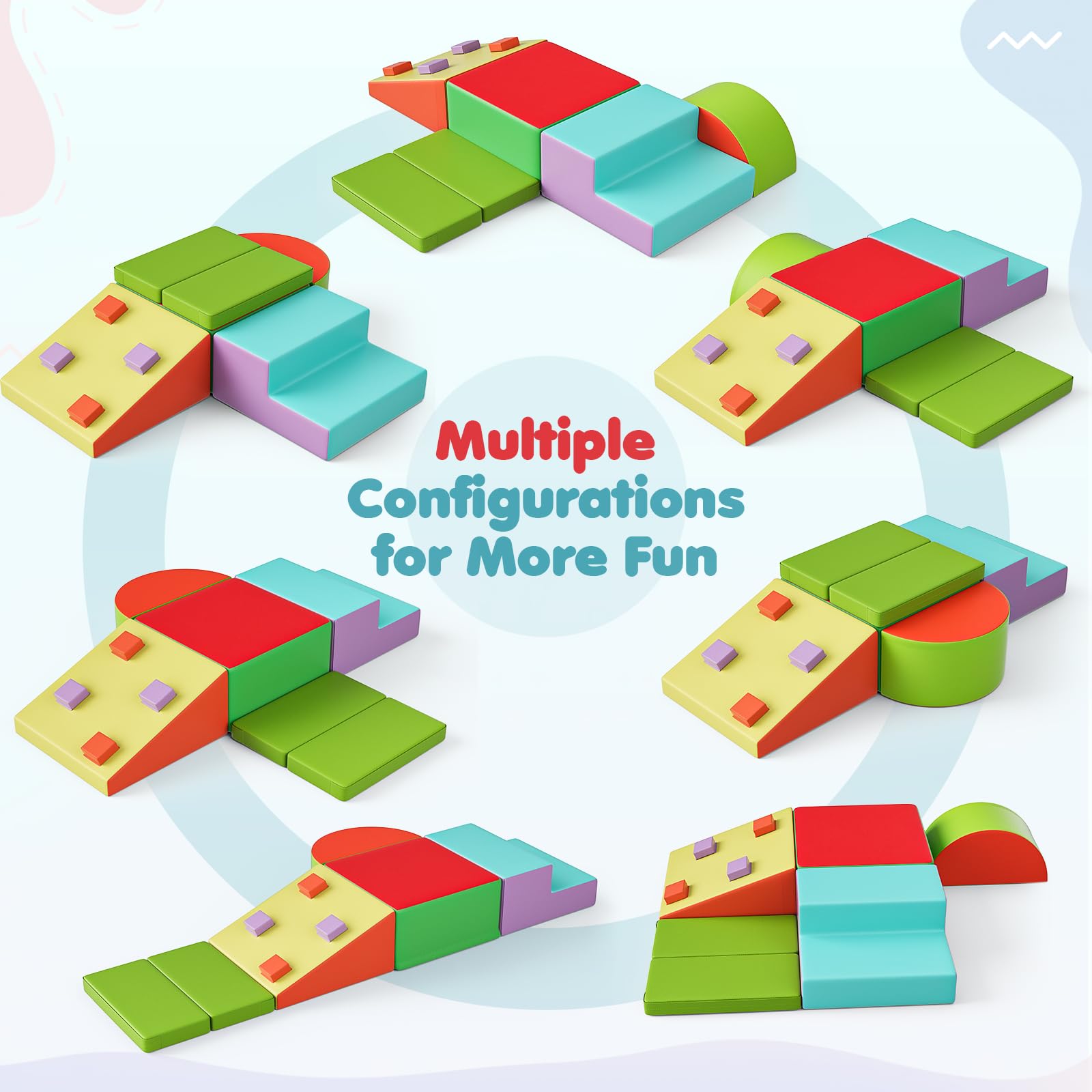 Bloques de construcción de espuma suave no tóxica para bebés, bloques de construcción blandos para interiores, bloques de construcción grandes, juguetes Montessori y túnel plegables para niños de 1 a