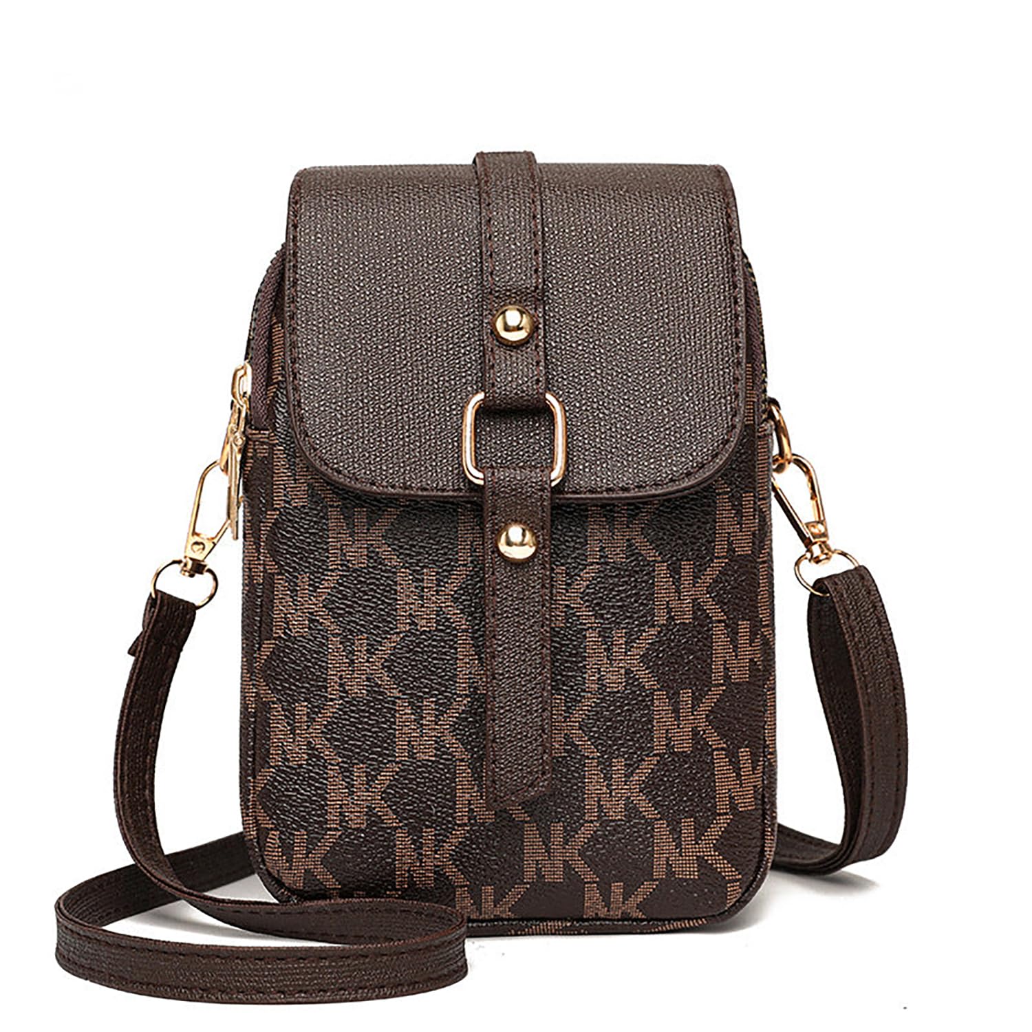 Women's Small Square Bag Letter Versatile Shoulder Bag Western Style Crossbody Mini Mobile Phone Bag(Brown)-image-13