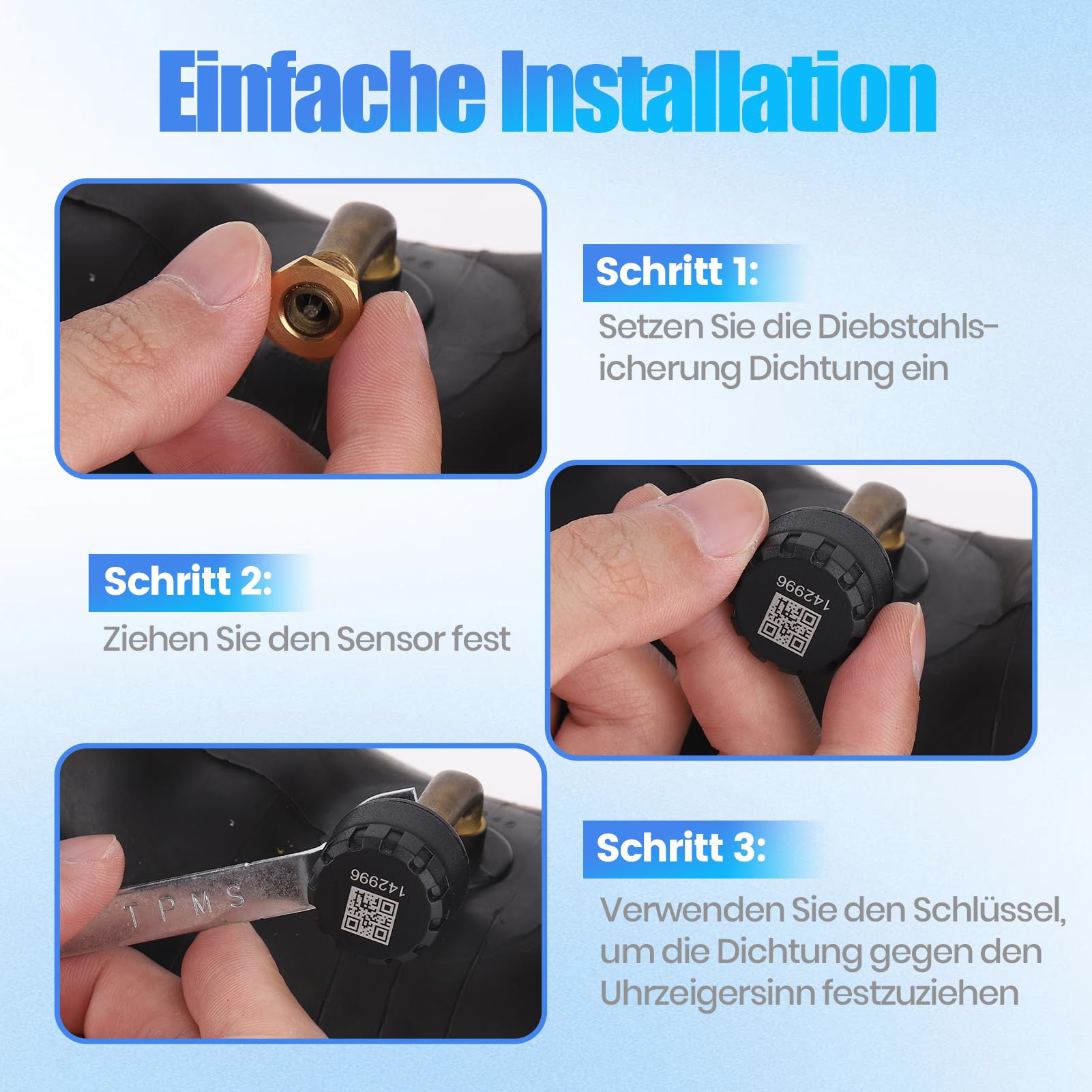 TPMS Reifendruckkontrollsystem mit Externen Sensoren, 4 Stück