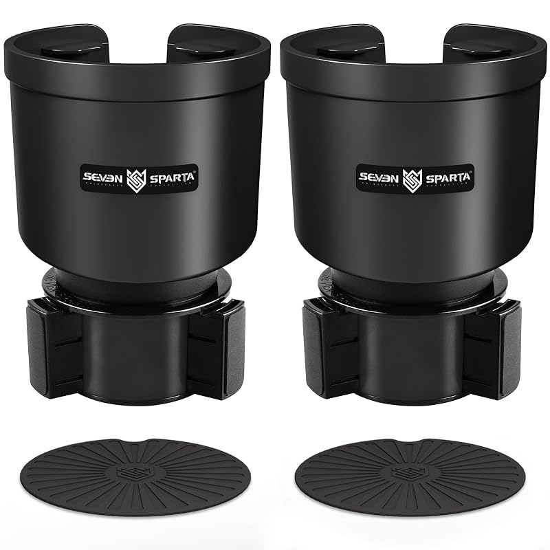 Kit com 2 expansores de porta-copos automotivos SEVEN SPARTA para garrafas e copos grandes, base ajustável deslocada, preto