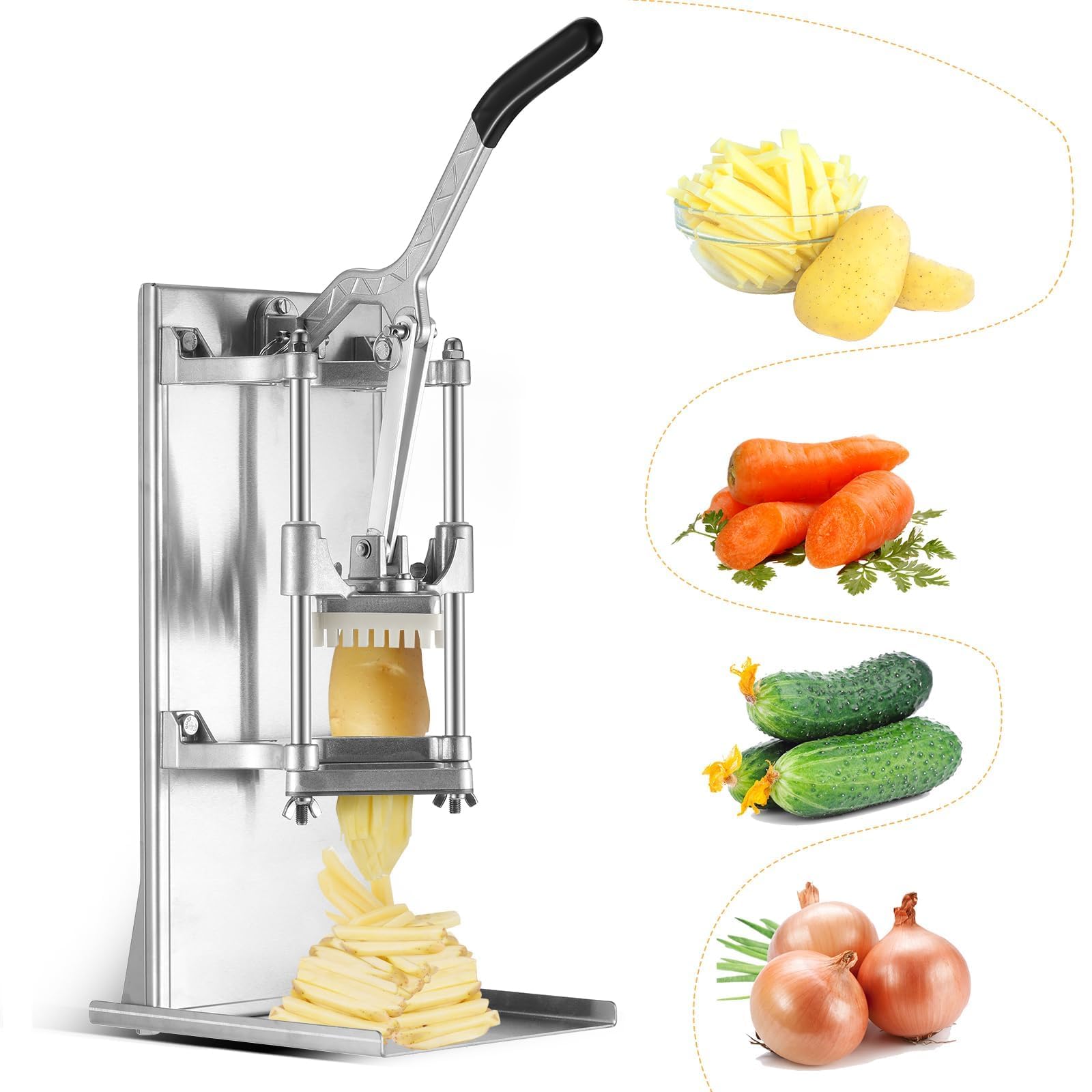 Cortador comercial de papas fritas con 4 cuchillas, cortador de 6 gajos y descorazonador de manzanas de 6 gajos, cortador de papas fritas, cortador de vegetales, cortador de papas fritas, cortador de