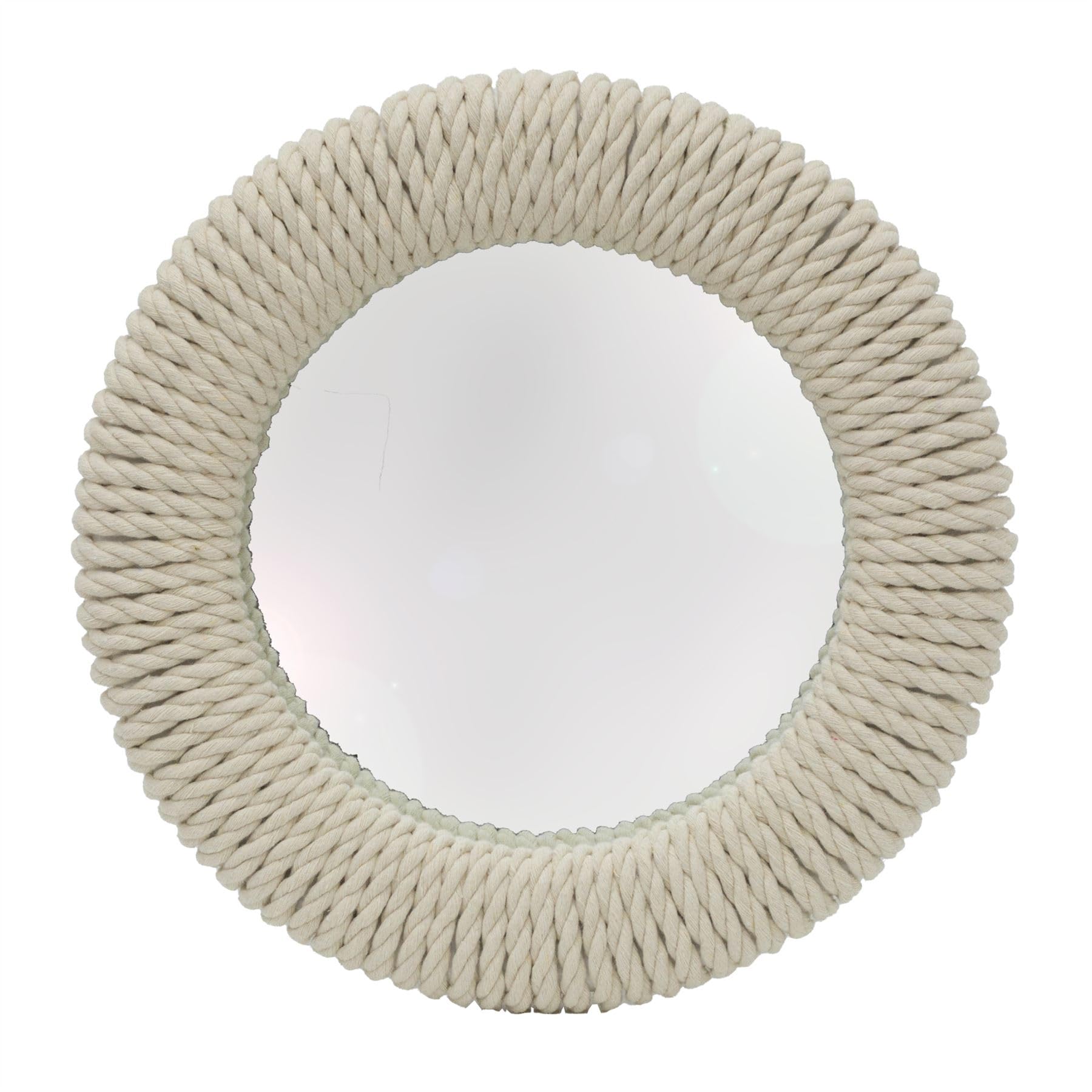Carousel Home Natural Rope Wall Mirror | Round Nautical Wall Mirror for Bathroom or Hallway Decor - 30cm