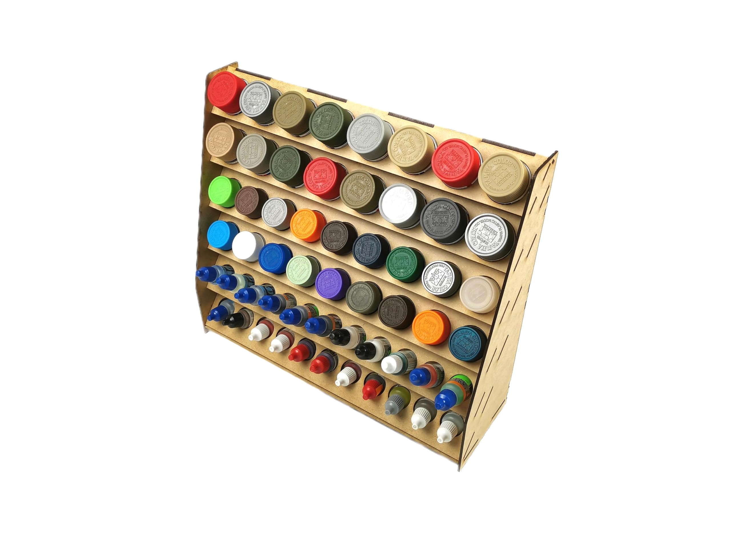 Hobbyhold Mixed Sizes - Natural Wood Colour Paint Rack Model Making 56 Mixed Sizes Holes - Wood Model Making Accessories - Paint Rack Laser Cut - Paint Station Ideal For Vallejo And Citadel Colours - Paint Stand Easy Assembly